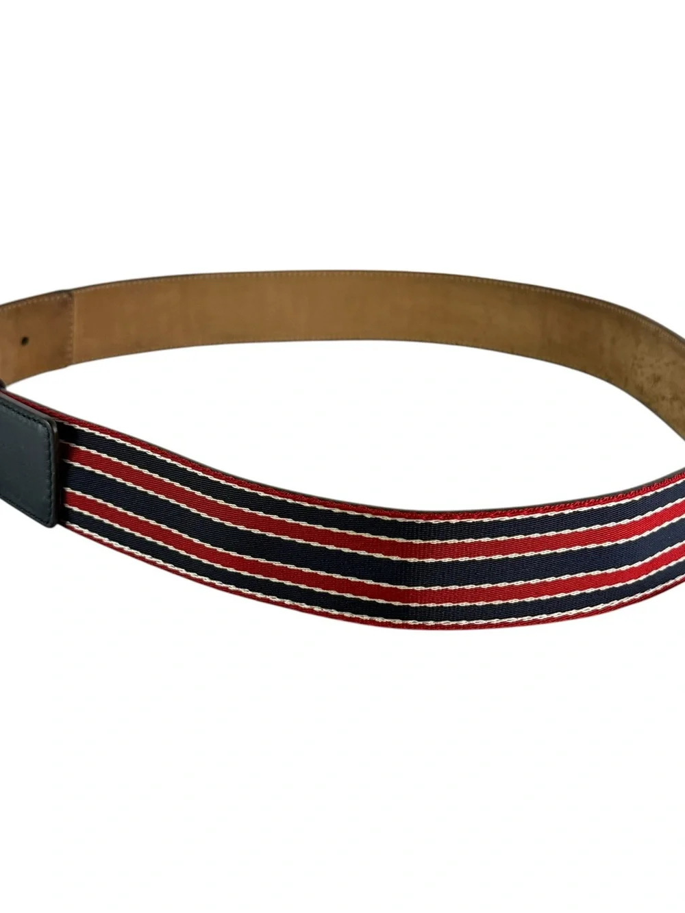 Gucci Red, Navy & White Striped Web Belt Bag with Silver GG Buckle - Picture 5 of 16